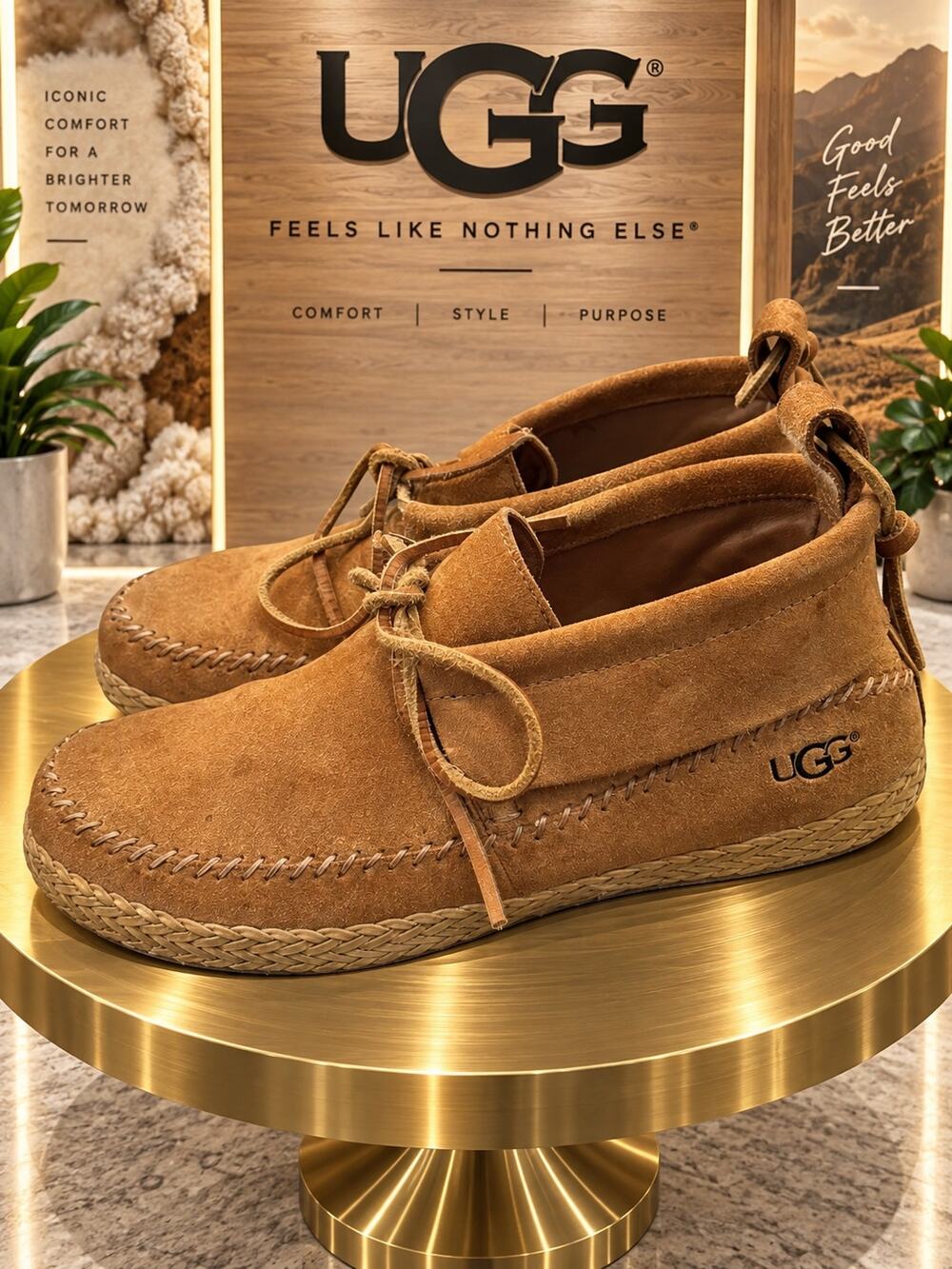 UGG Woodlyn Moc Chestnut Suede Moccasin Shoes Size 7.5